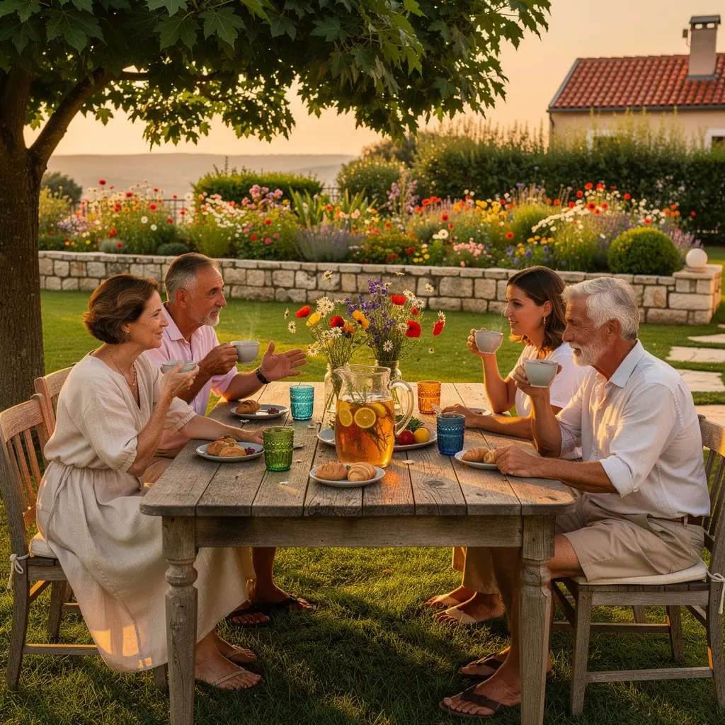 Pakiranje premium biljnog čaja s ilustracijom hrvatskog krajobraza.