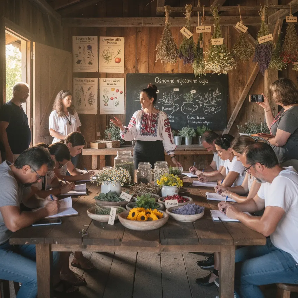 Zeleni čaj s mirisnim biljkama u tradicionalnoj hrvatskoj šalici.