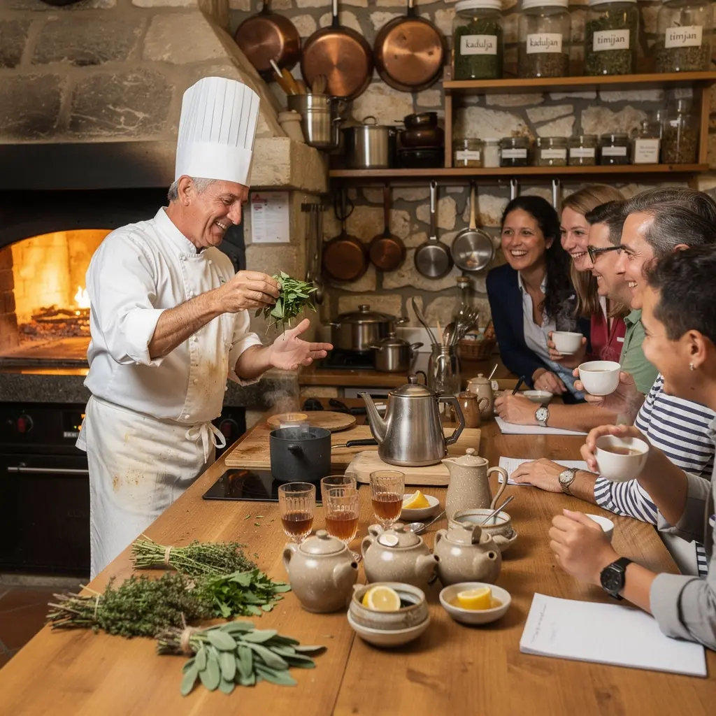 Tradicionalna hrvatska čajna posuda s mirisnim biljem i limunom.