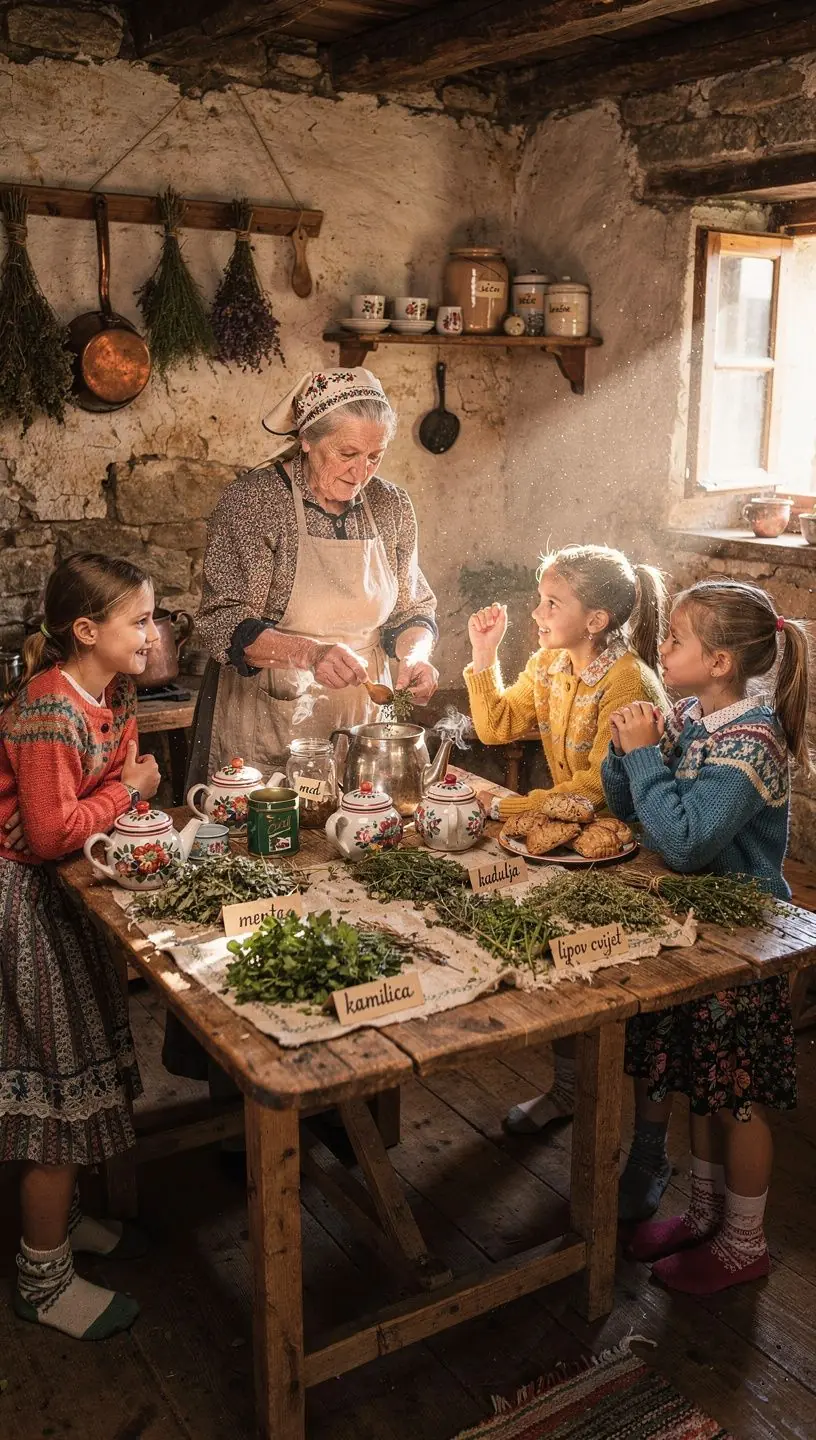 Detalj čaja u čajniku od keramike, s etiketom koja označava porijeklo.