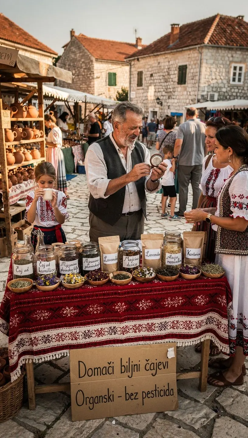 Pogled na svježe ubrano bilje u vrtu, idealno za pripremu čaja.